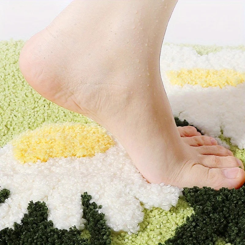 Quick Dry Diatomite Bath Mat - VIKAMA Non-Slip Floral Bath Mat Quick