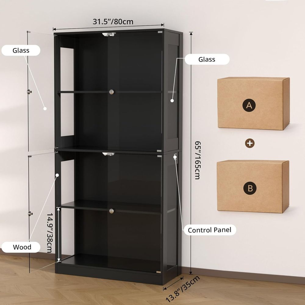 65 Glass Door Display Cabinet, - đánh giá và giá Lighting