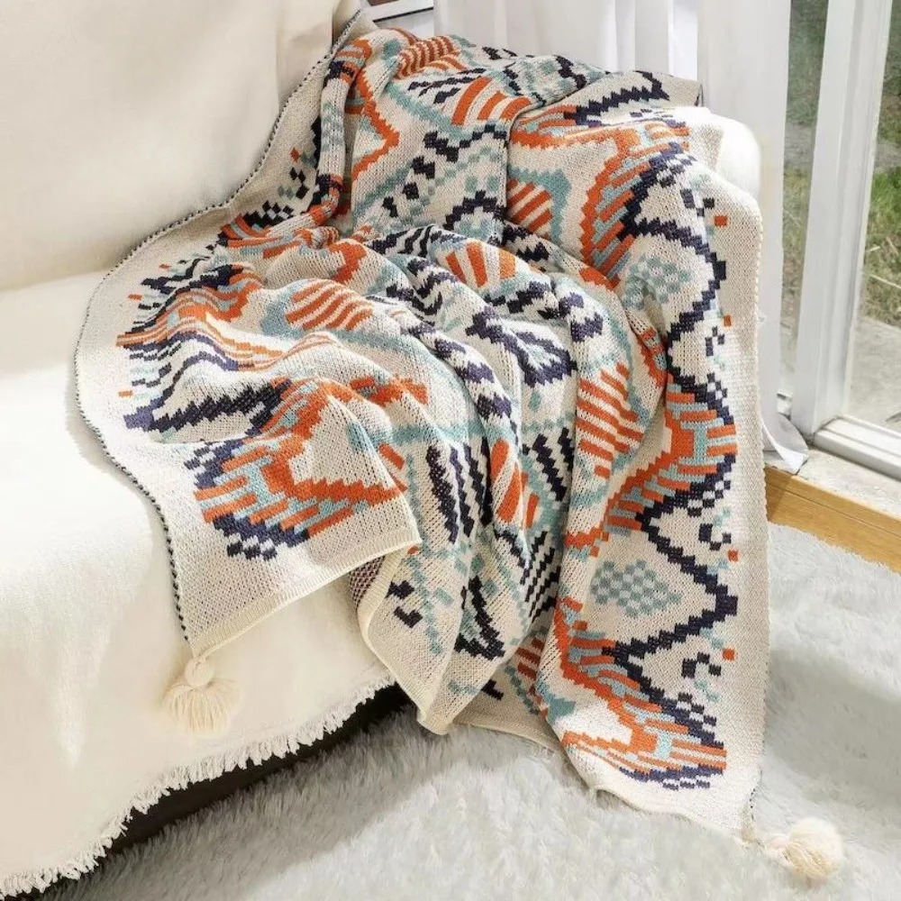 Vintage Chunky Knit Boho Throw - đánh giá và giá Boho Throw Blanket Fringe