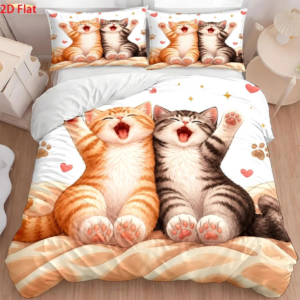 3Pc Cute Cat Print Duvet Cover - đánh giá và giá Duvet Cover Sets With Zipper