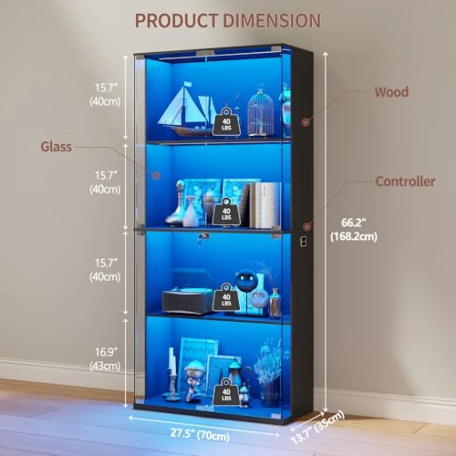 Locking Glass Display Cabinet  - đánh giá và giá Lighting