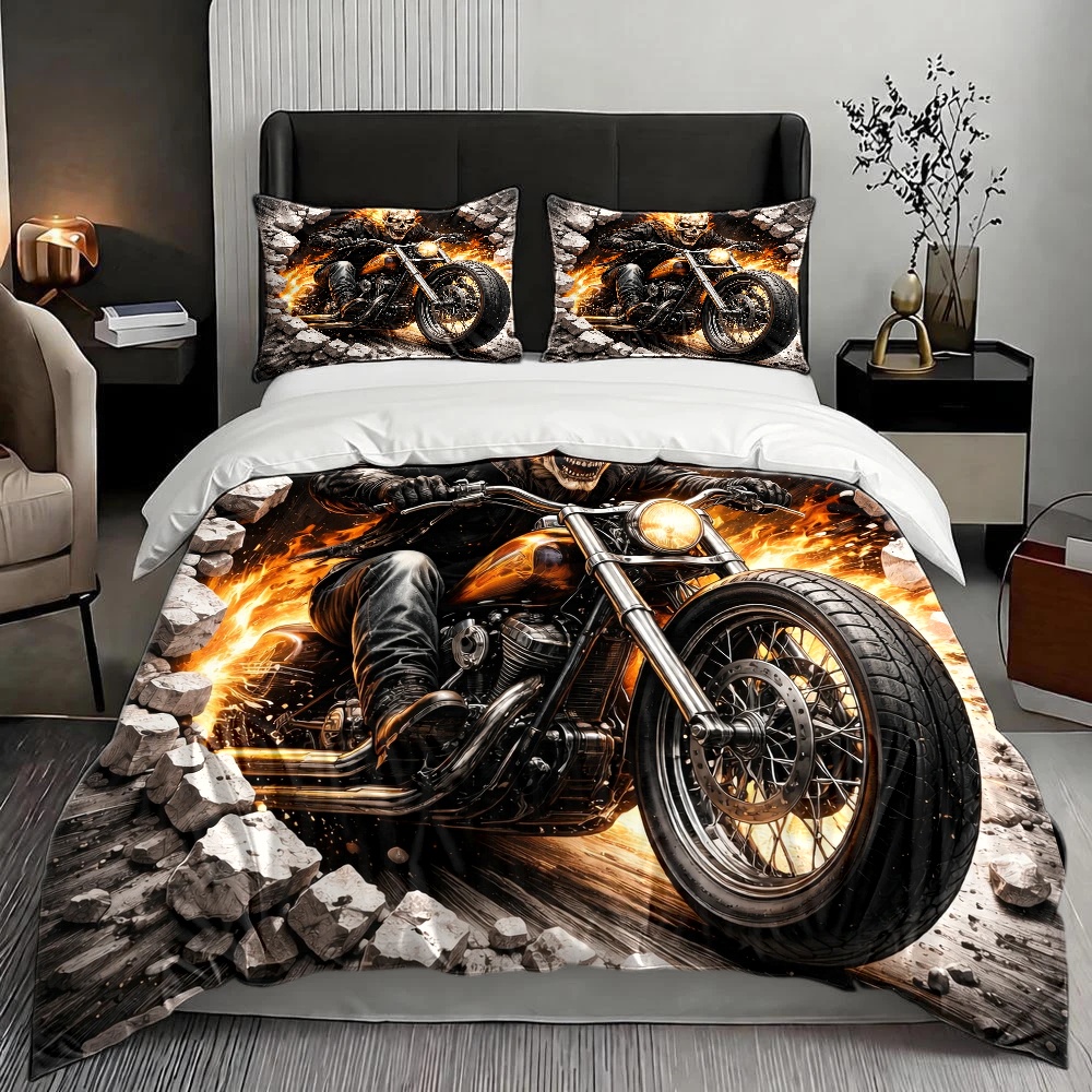 Ghost Rider Flame Skull Motorc - đánh giá và giá Duvet Cover Sets With Zipper