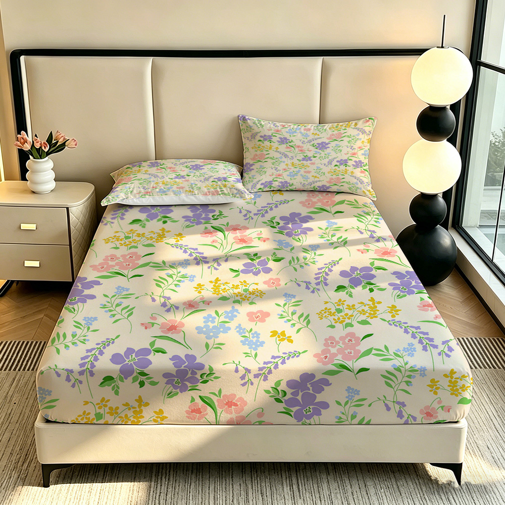 Colorful Flower Fitted Sheet 3 - đánh giá và giá Fitted Bed Sheets Deep Pocket